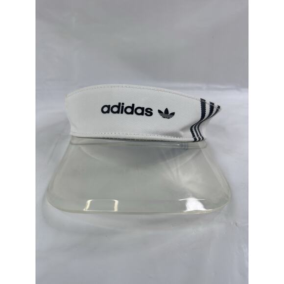 Adidas Trefoil Visor Clear Bill White Adjustable Strapback OSFA Tennis Golf - Picture 1 of 6